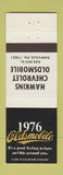 Matchbook Cover - 1976 Oldsmobile Hawkins Chevrolet Danville PA