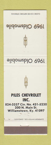 Matchbook Cover - 1969 Oldsmobile Piles Williamstown KY