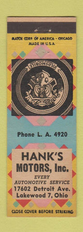 Matchbook Cover - Hanks Motors Oldsmobile Lakewood OH