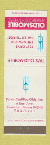 Matchbook Cover - 1972 Oldsmobile Davis Cadillac Lewiston ME
