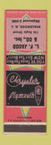 Matchbook Cover - LF Jacod Chrysler Plymouth Englewood NJ