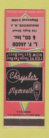 Matchbook Cover - LF Jacod Chrysler Plymouth Englewood NJ