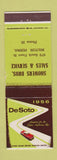 Matchbook Cover - 1956 DeSoto Showers Bros Milton PA low phone #