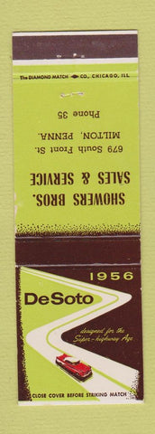 Matchbook Cover - 1956 DeSoto Showers Bros Milton PA low phone #