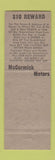 Matchbook Cover - McCormick Motors Dodge Lincoln ME