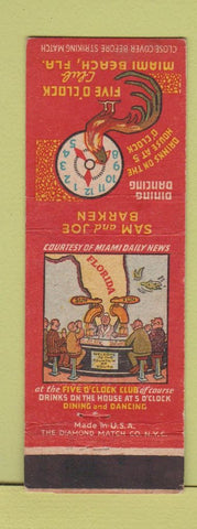 Matchbook Cover - Five O Clock Club Miami Beach FL