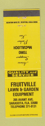 Matchbook Cover - Fruitville Lawn Garden Toro Mowers Sarasota FL