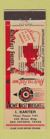 Matchbook Cover - Acme Fast Freight Trucking San Antonio TX