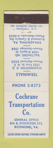 Matchbook Cover - Cochrane Transport Trucking Richmond VA