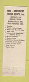 Matchbook Cover - Mid Continent Truck Stop Crowley LA Dallas TX