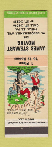 Matchbook Cover - James Stewart Moving Philadelphia PA Hillbilly