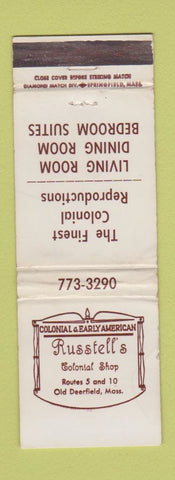 Matchbook Cover - Russell's Colonial Shop Old Deerfield MA WEAR
