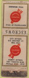 Matchbook Cover - Escrow Title Insurance NO TOWN WORN