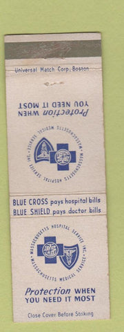 Matchbook Cover - Massachusetts Hospital Service MA Blue Cross Shield WEAR