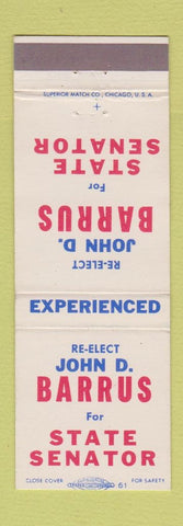 Matchbook Cover - John Barrus for State Senator MA