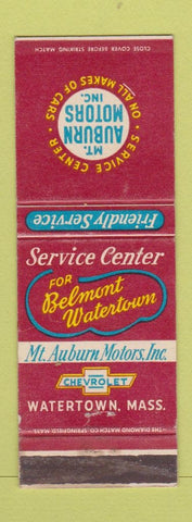 Matchbook Cover - Mount Auburn Motors Watertown MA Chevrolet
