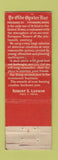 Matchbook Cover - Sixteenth Century Restaurant Fitchburg MA Federal WEAR