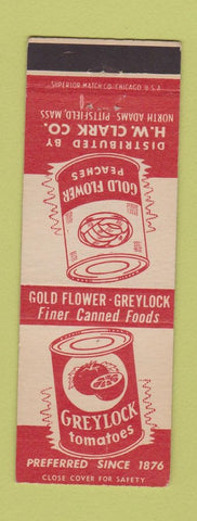Matchbook Cover Greylock Tomatoes Gold Flower Peaches North Adams Pittsfield MA
