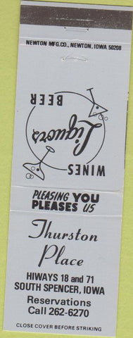 Matchbook Cover - Thurston Place South Spencer IA
