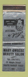 Matchbook Cover - Mary Gwozoz Beauty Salon South Hadley Falls MA WEAR