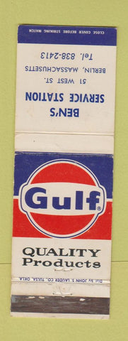 Matchbook Cover - Gulf oil gas Ben's Berlin MA