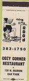 Matchbook Cover - Cozy Corner Restaurant Oak Park IL