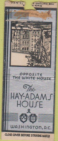 Matchbook Cover - Hay Adams House Washington DC WORN BOBTAIL