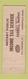 Matchbook Cover - Farrell Real Estate Greenfield MA WORN