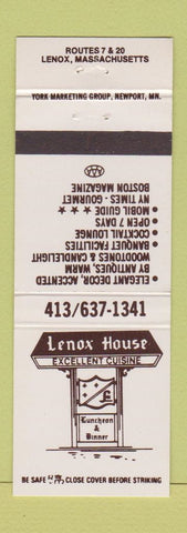 Matchbook Cover - Lenox House MA