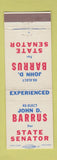 Matchbook Cover - John Barrus for State Senator MA
