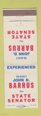 Matchbook Cover - John Barrus for State Senator MA