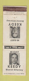Matchbook Cover - Keedy for District Attorney Election Amherst MA WEAR