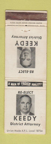 Matchbook Cover - Keedy for District Attorney Election Amherst MA WEAR