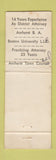 Matchbook Cover - Keedy for District Attorney Election Amherst MA WEAR