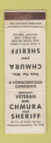 Matchbook Cover - William Chmura for Sheriff Election MA? Northampton?