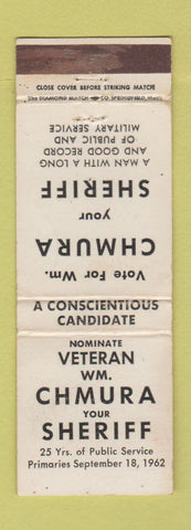 Matchbook Cover - William Chmura for Sheriff Election MA? Northampton?