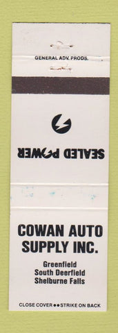 Matchbook Cover - Cowan Auto Supply Greenfield MA WEAR