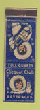 Matchbook Cover - Clicquot Club Beverages Soda WEAR
