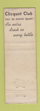 Matchbook Cover - Clicquot Club Beverages Soda WEAR