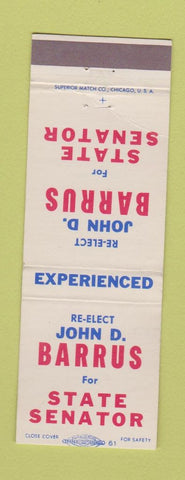 Matchbook Cover - John Barrus for State Senator MA