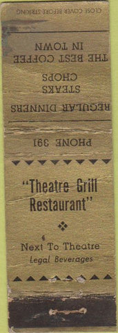 Matchbook Cover - Theatre Grill Advance WORN CREASES