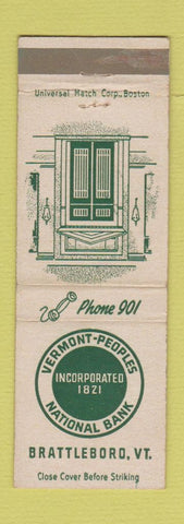 Matchbook Cover - Vermont Peoples National Bank Brattleboro VT