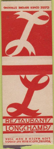 Matchbook Cover - Longchamps Restaurant BOBTAIL