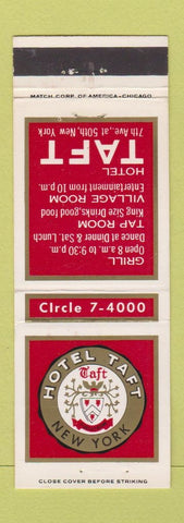 Matchbook Cover - Hotel Taft New York City