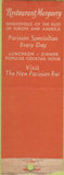 Matchbook Cover - Marguery Restaurant New York City BOBTAIL