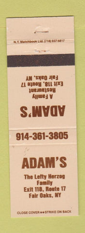 Matchbook Cover - Adam's Restaurant Fair Oaks NY
