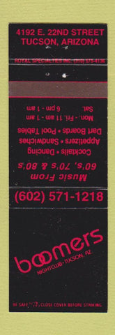 Matchbook Cover - Boomers Night Club Tucson AZ