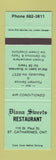 Matchbook Cover - Diana Sweets Restaurant St Catharines ON GREEN