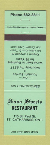 Matchbook Cover - Diana Sweets Restaurant St Catharines ON GREEN
