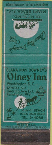 Matchbook Cover - Olney Inn Washington DC WORN